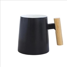 14 oz Ceramic Mug Cup With Wooden Handle