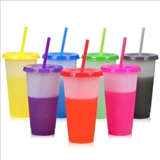 24oz Color Changing Reusable Straw Tumbler