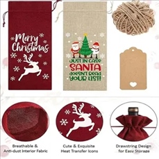 Christmas Burlap Wine Gift Bag
