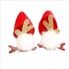 Christmas Hairpin Little Red Riding Hood Mink Antler Clip