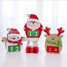 Christmas Santa Wooden Calendar Figurine