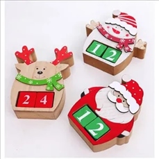 Christmas Santa Wooden Calendar Figurine