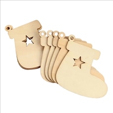 Christmas Stockings Wood Pendant 10 Pieces Set