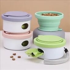 Collapsible Travel Dog Bowl with Lid