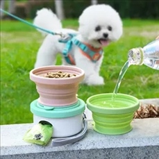 Collapsible Travel Dog Bowl with Lid