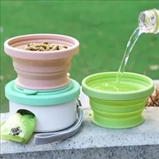 Collapsible Travel Dog Bowl with Lid