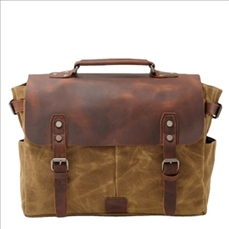 Genuine Leather Canvas Vintage Shoulder Bag