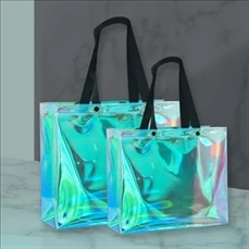 Glitter PVC Transparent Trendy Tote Laser Logo Gift Bag