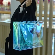 Glitter PVC Transparent Trendy Tote Laser Logo Gift Bag