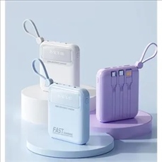 Mini 10000mAh Power Bank with 4 Built-in Cables