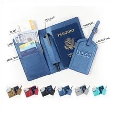 PU Leather Passport Holder and Luggage Tag Set