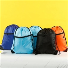 Polyester Drawstring Pack W/ Zipper Pocket