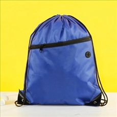 Polyester Drawstring Pack W/ Zipper Pocket