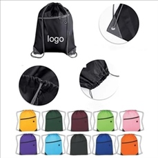 Polyester Drawstring Pack W/ Zipper Pocket