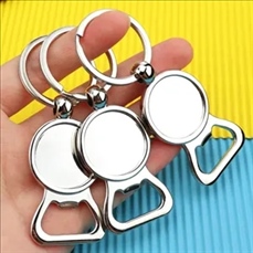 Round Zinc Alloy Bottle Opener Keychain
