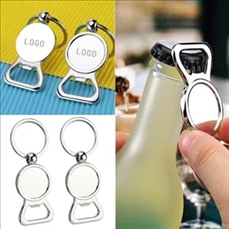 Round Zinc Alloy Bottle Opener Keychain