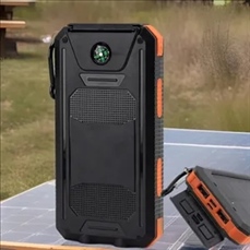 Solar 10000mAh Waterproof Shockproof Compass Flashlight
