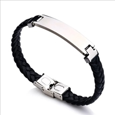 Stainless Steel Leather Woven Bracelet