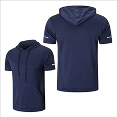 T-shirts Short Sleeve Solid Pullover Hooded