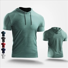 T-shirts Short Sleeve Solid Pullover Hooded