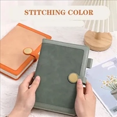 Thick A5 Color-Block Leather Magnetic Notebook