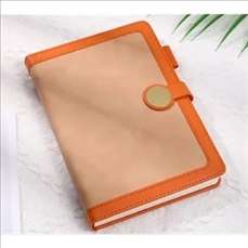 Thick A5 Color-Block Leather Magnetic Notebook