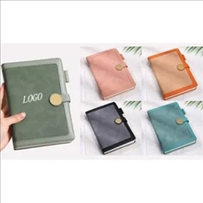 Thick A5 Color-Block Leather Magnetic Notebook