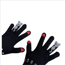 Touch screen Christmas kitty gloves for women
