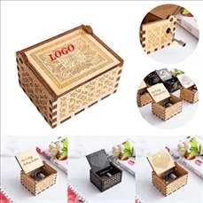 Wooden hand-cranked music box